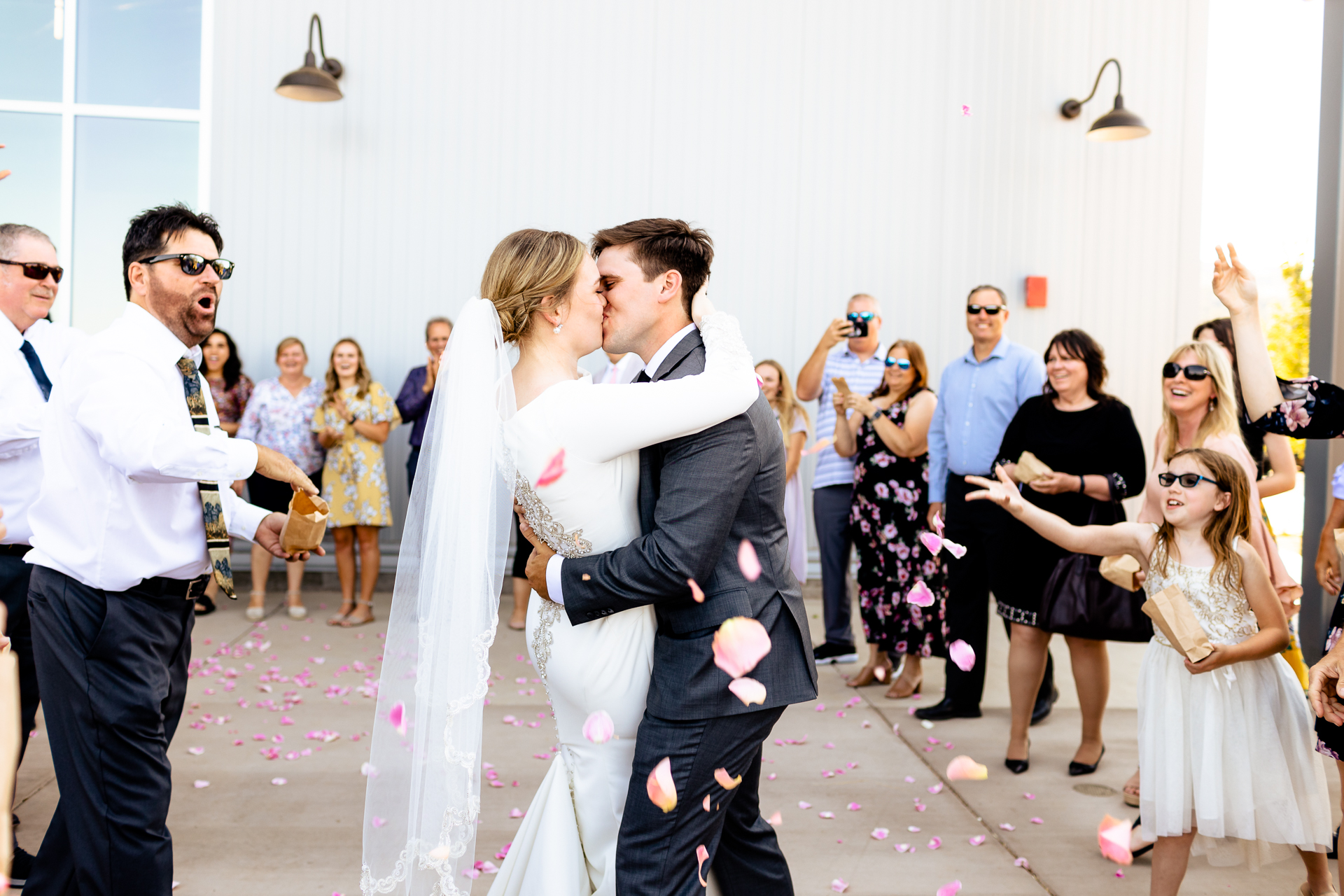 BackRoad Vines wedding - flower petal exit