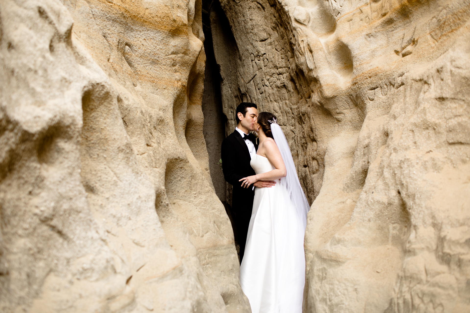 San Clemente beach bride and groom wedding portraits