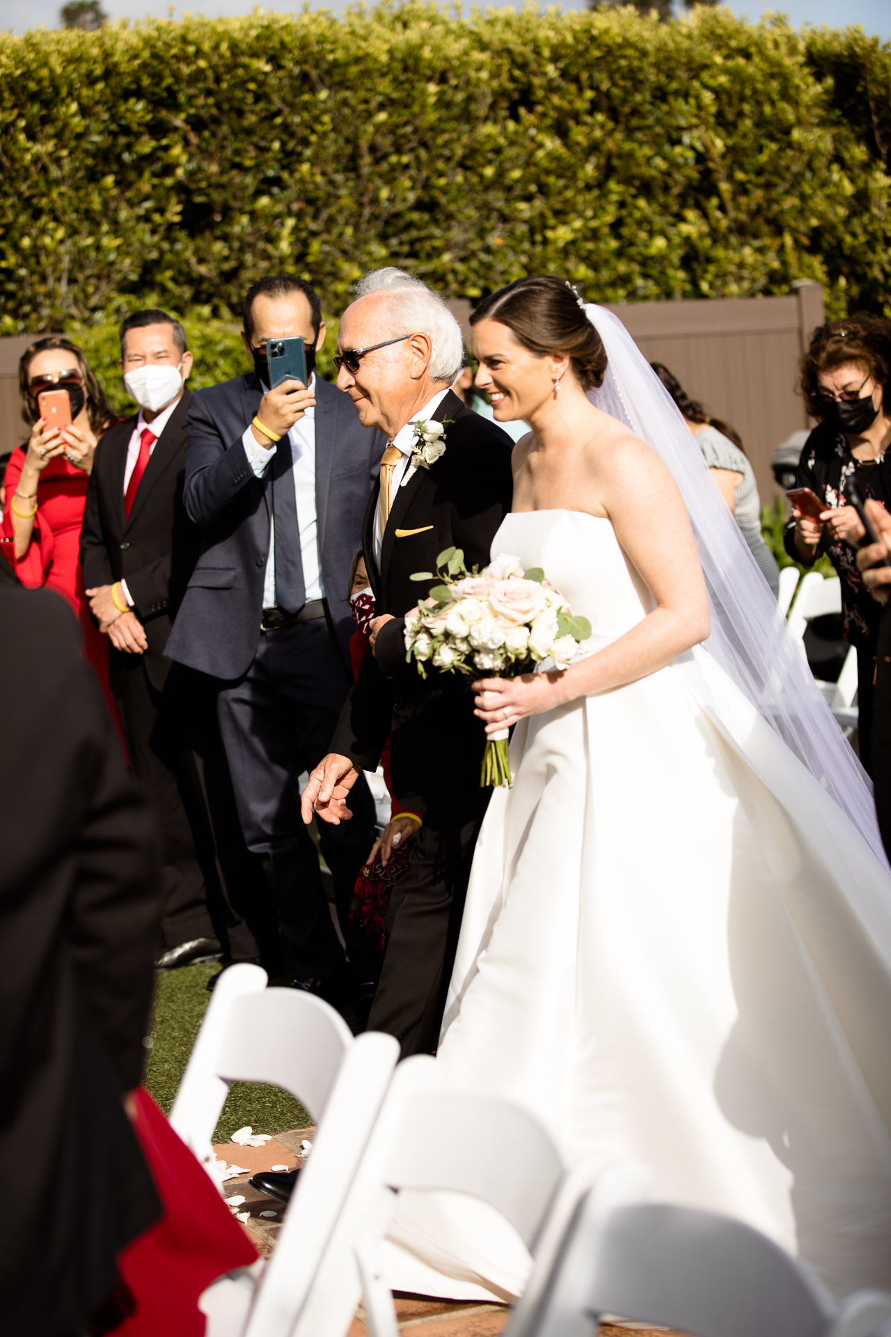 San Clemente Shore Wedgewood wedding - bride walking down the aisle