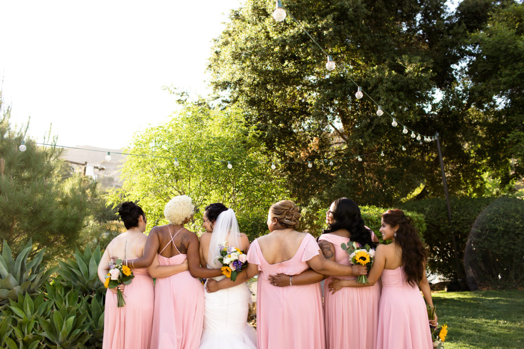 los angeles backyard wedding inspiration - bridal party photos