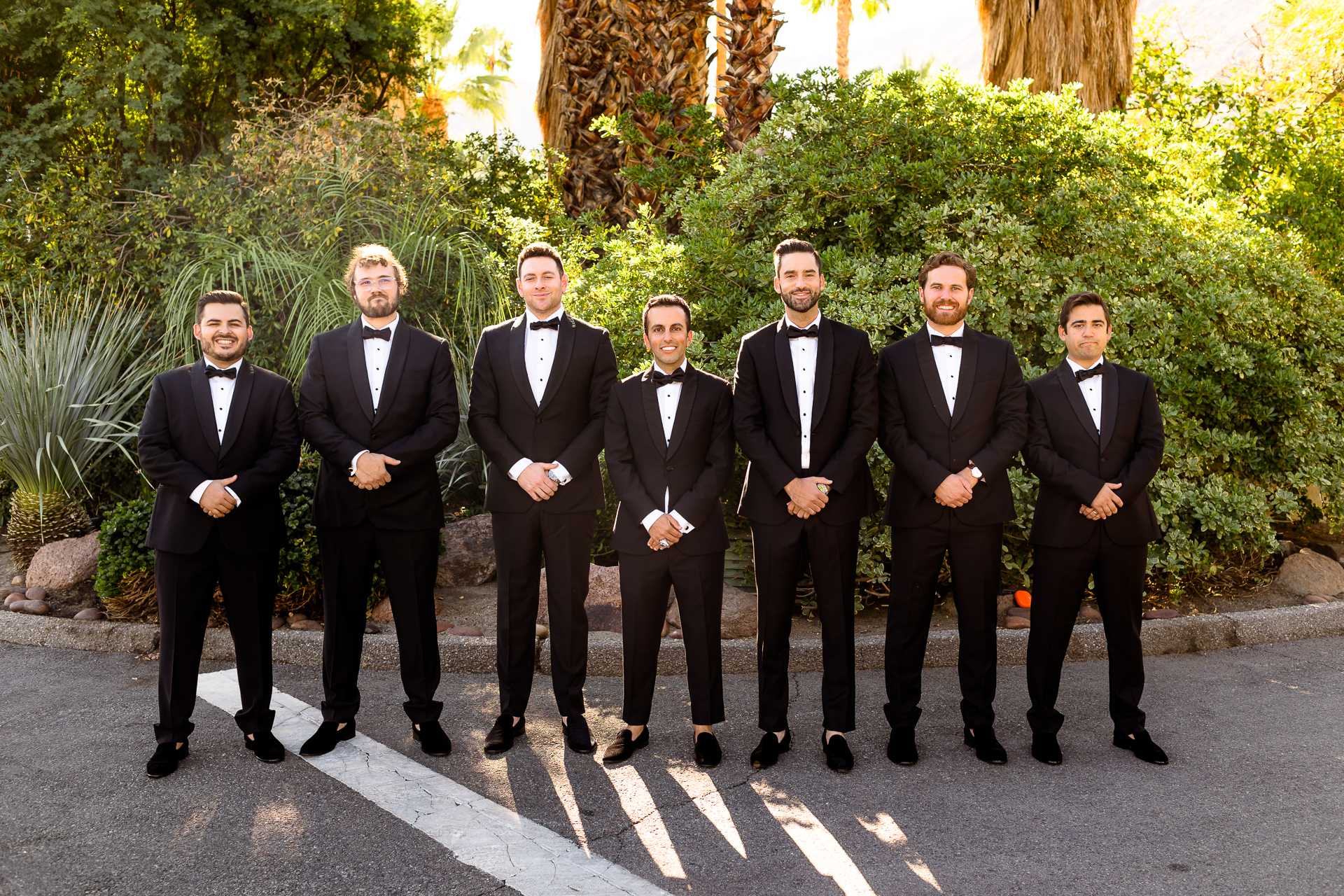 Palm Springs wedding groomsmen photos