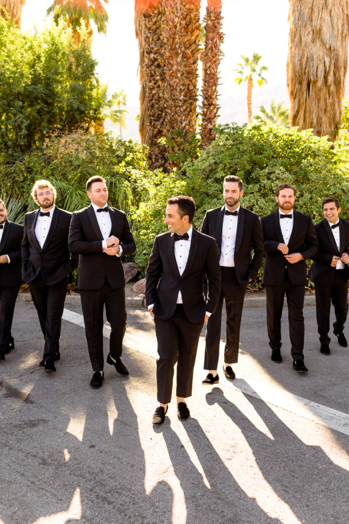 Palm Springs wedding groomsmen photos