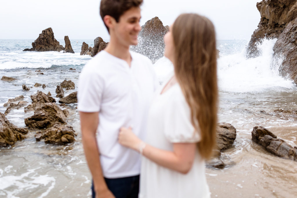 Newport Beach engagement session, rocky beach couples photography