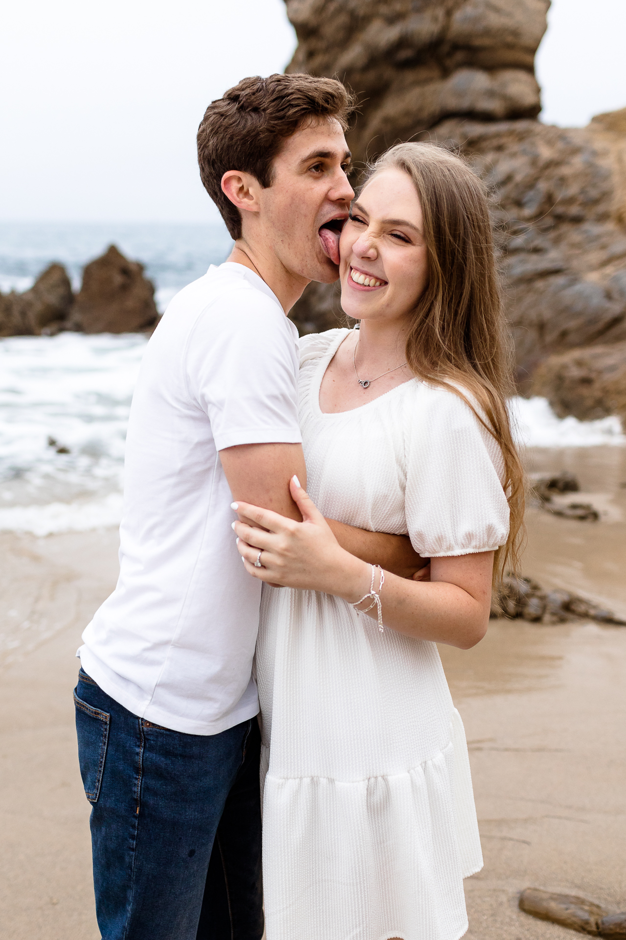 Newport Beach engagement session, rocky beach couples photography