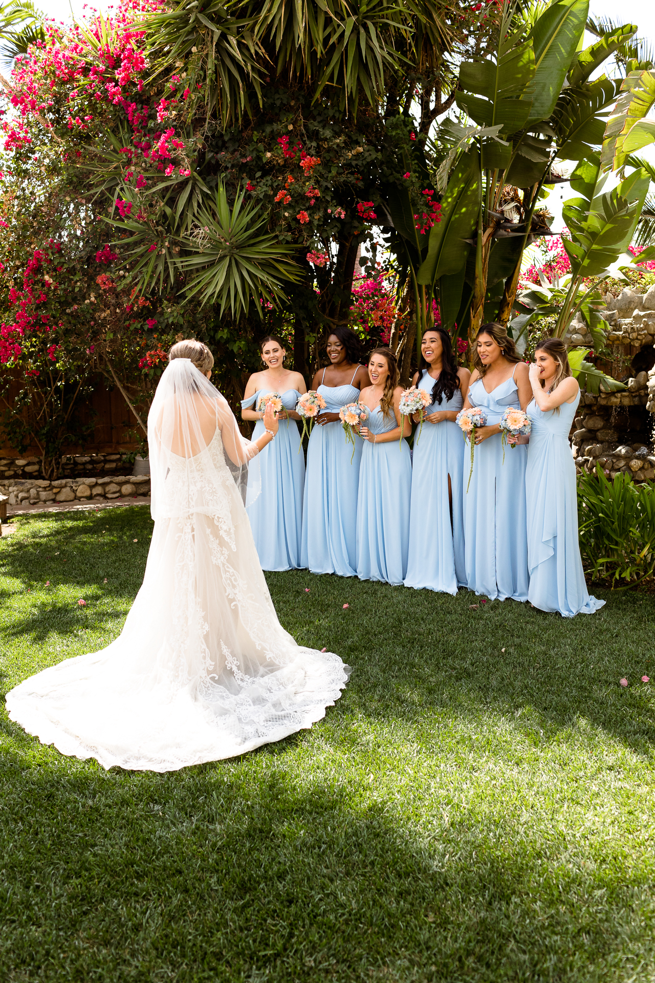 rancho de las palmas wedding, moorpark california, socal wedding photography, bridesmaids first look